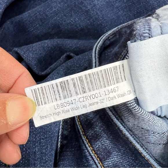 Quince Stretch High Rise Wide Leg 32” in Blue Dark Wash Size 26 - Picture 7 of 11